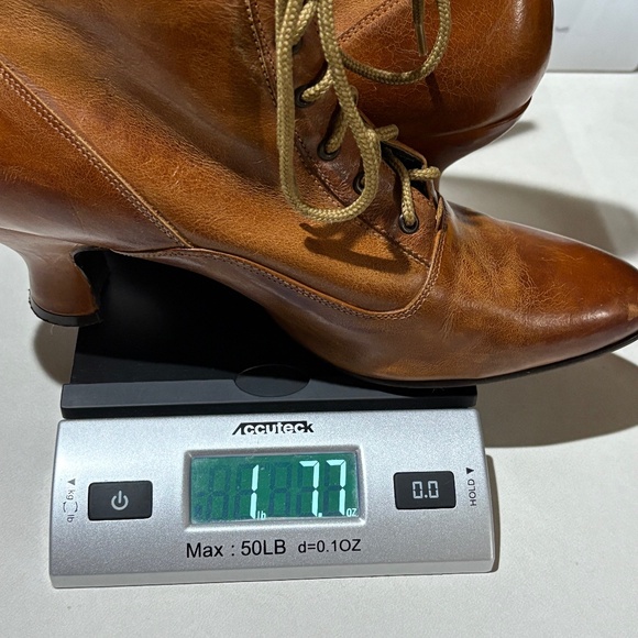 VTG WomensVictorian Edwardian Leather Lace-Up Boots Sz 10 Steampunk brown FLAWS - Picture 14 of 14